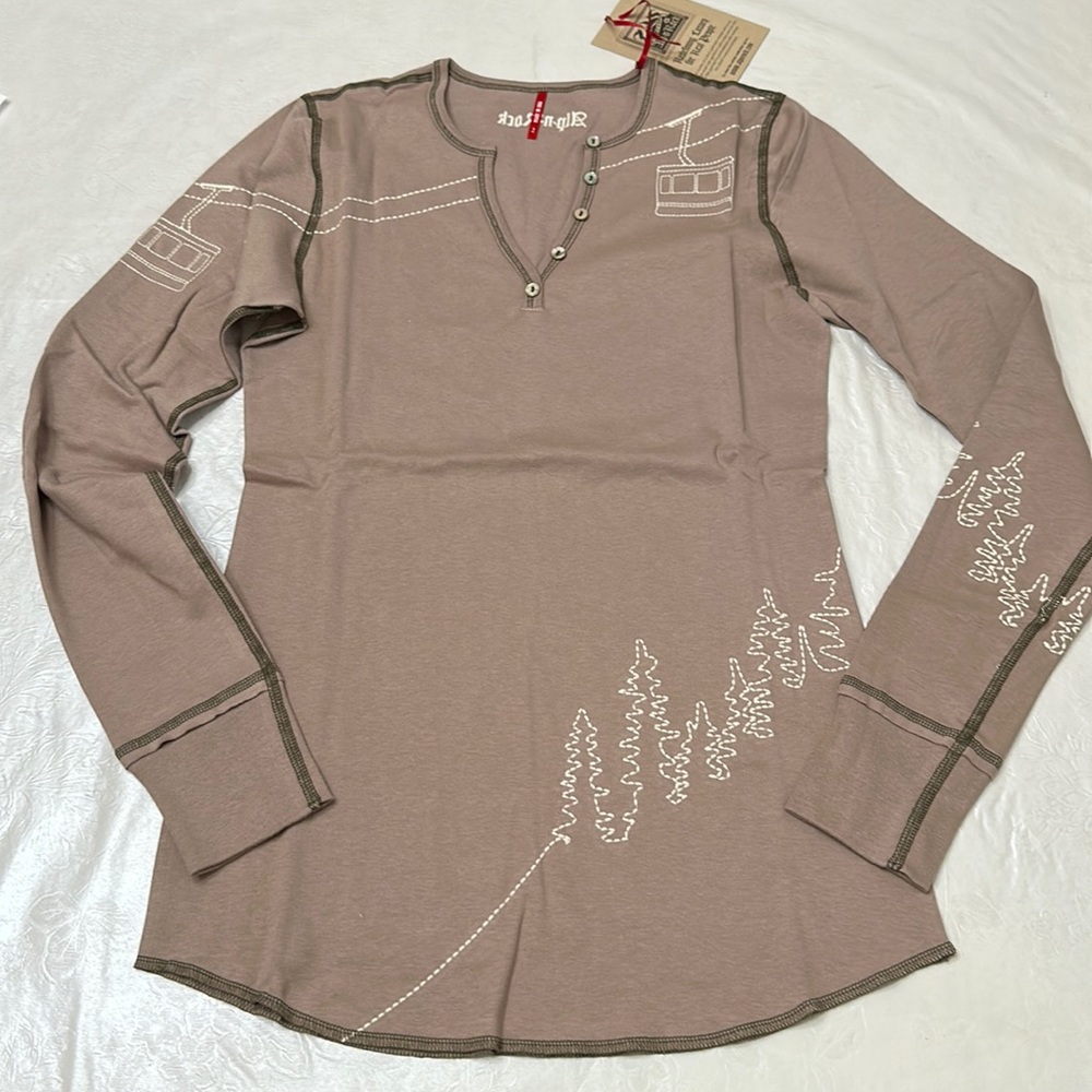 Alp-n-Rock OFF PISTE Henley embroidered- Warm Grey